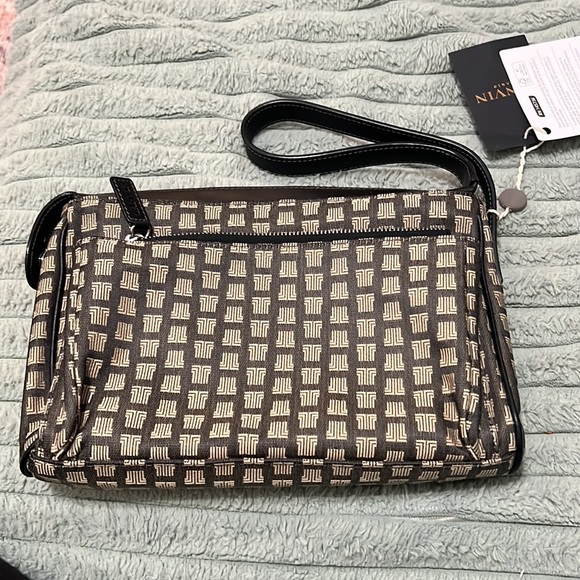 Lanvin Vintage Monogram Logo Textile Clutch Tan Beige Wristlet NWT - Picture 11 of 11